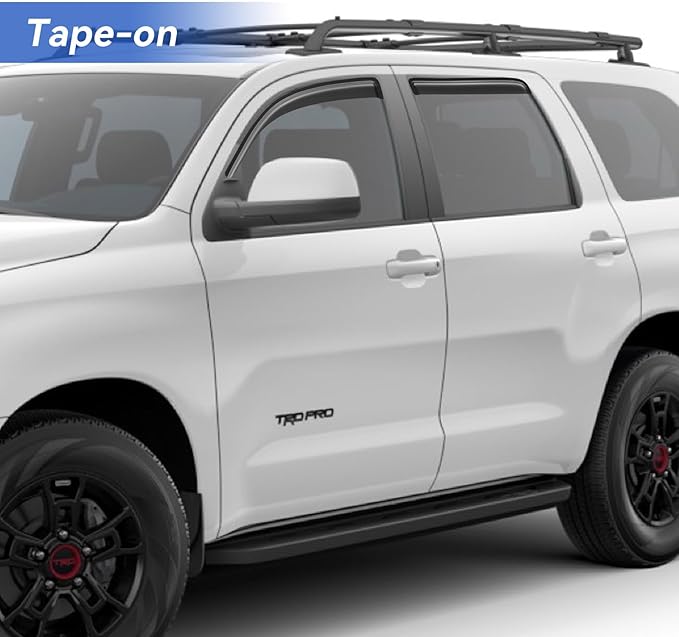 Window Visors Rain Guards for 2008-2022 Toyota Sequoia, Out-Channel Window Vent