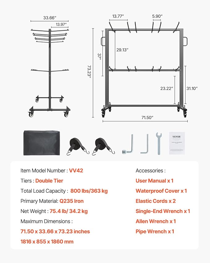 VEVOR Folding Chair Rack, 800 LBS Capacity, Heavy-Duty Chair Cart