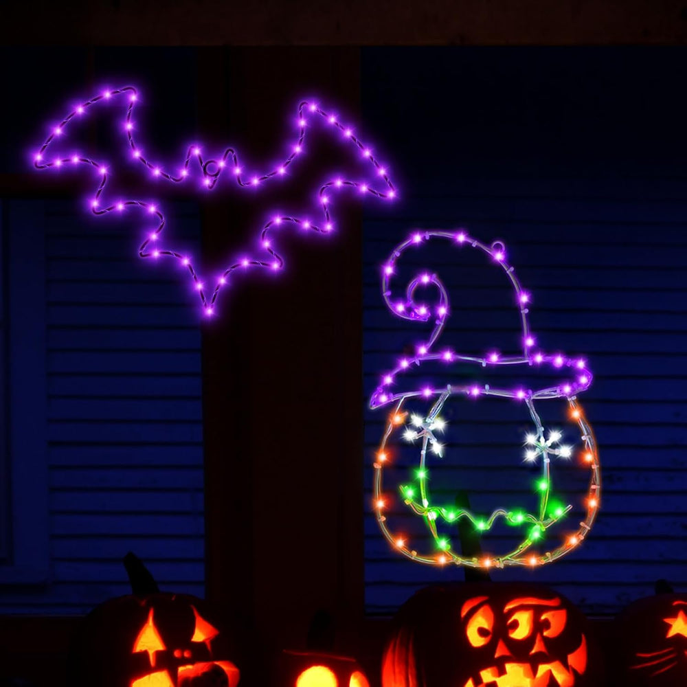 Halloween Window Lights, 2 Pack LED Waterproof Timer Indoor Decor