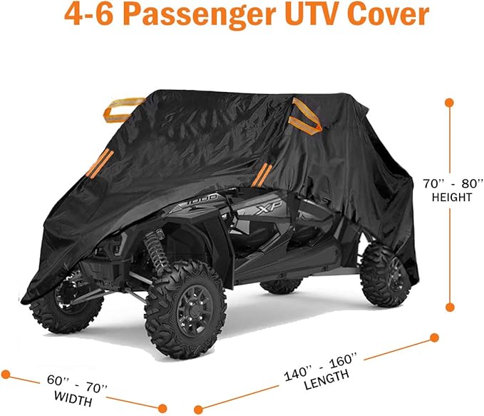 UTV Cover 4-6 Seater Waterproof Heavy Duty Black Oxford Cloth Protection Covers