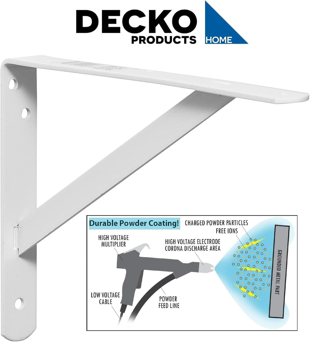 Decko Products 49143-10 Heavy-Duty Shelf Bracket, 10.5-Inch X 7.5-Inch, White...