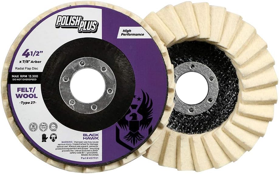 BHA 4-1/2 Polish Plus Felt Flap Disc for Polishing and Buffing - 5 Pack