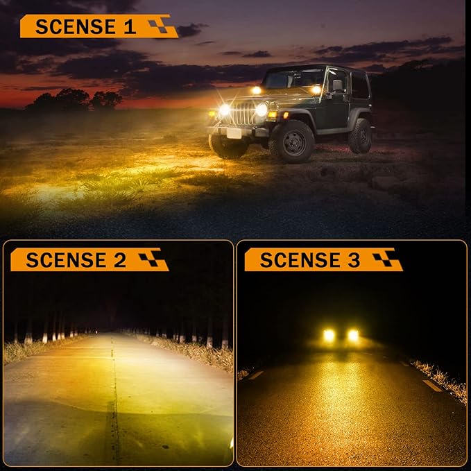 Auxbeam 4 Inch Round Offroad Light, 90W LED Amber White Spot Strobe Light Pods