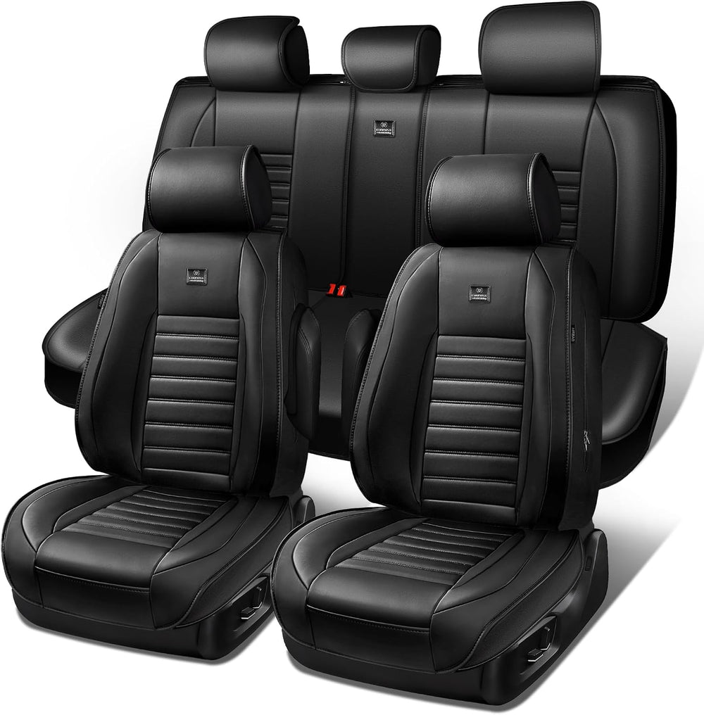 CAR PASS Nappa Leather Car Seat Covers Full Set, Luxury Seat Protector for Ca...