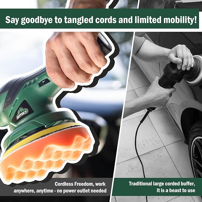 BATOCA - Cordless Car Buffer Polisher - 2pcs 2.0Ah 12V Lithium-ion Rechargeable