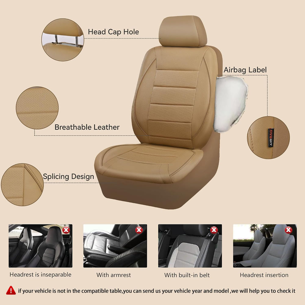 CAR PASS Piping Leather Seat Cover,Universal FIT with Composite Sponge Inside...