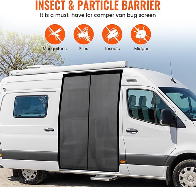 71''H x 59''W Van Bug Screen Side Door Sliding Door Window Co...