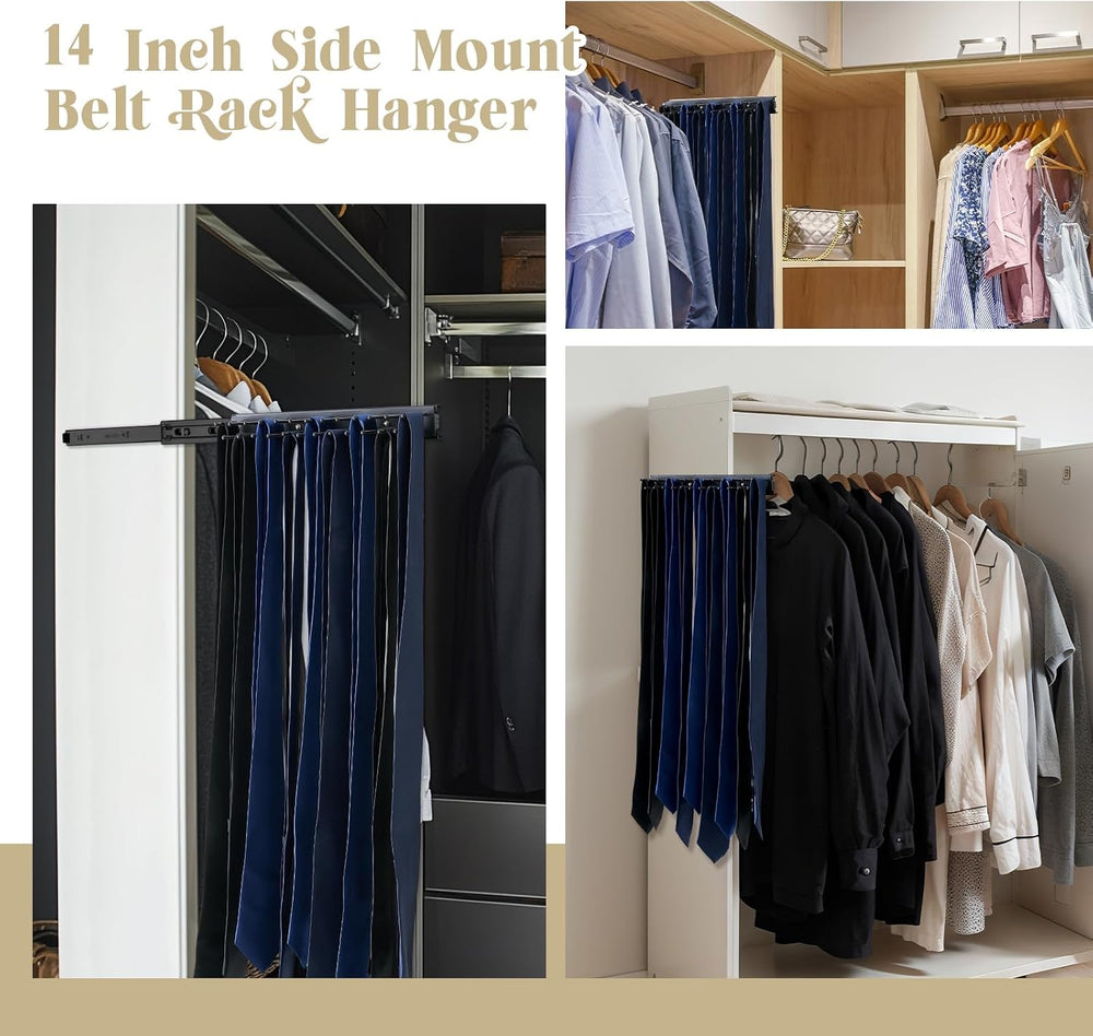 Blulu 2 Pcs 13.8'' Sliding Tie Rack Hangers for Closet, 25 Tie Each, ...