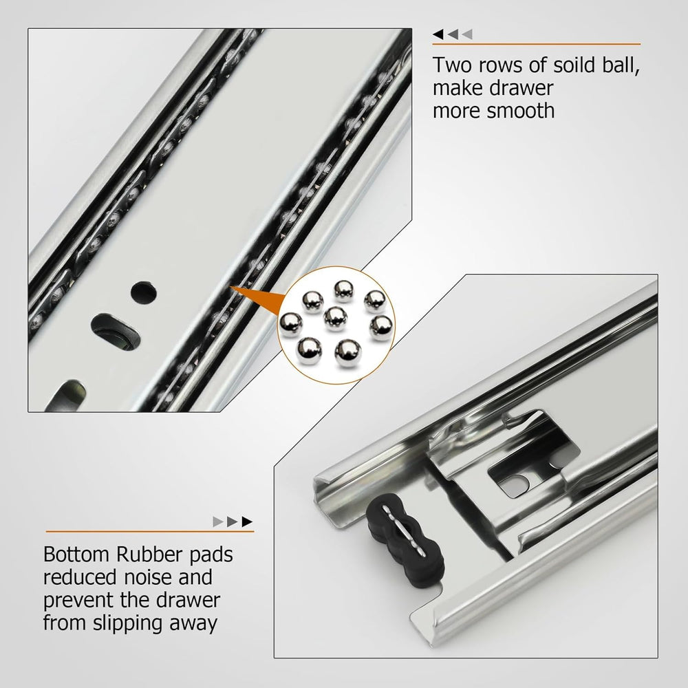 LONTAN 6 Pairs Drawer Slides 12 Inch Heavy Duty Side Mount 100 LB Capacity