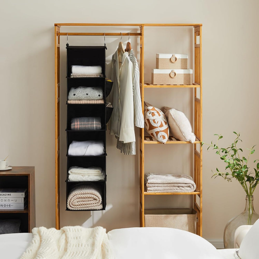 YOUDENOVA Hanging Closet Organizer and Storage, 6-Shelf, 2 Packs, Black