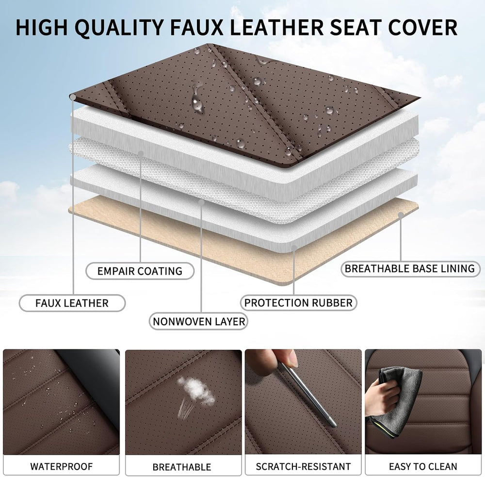 Car Seat Covers Full Set, 5 Seats Universal Leather Seat Covers for Cars, Wat...