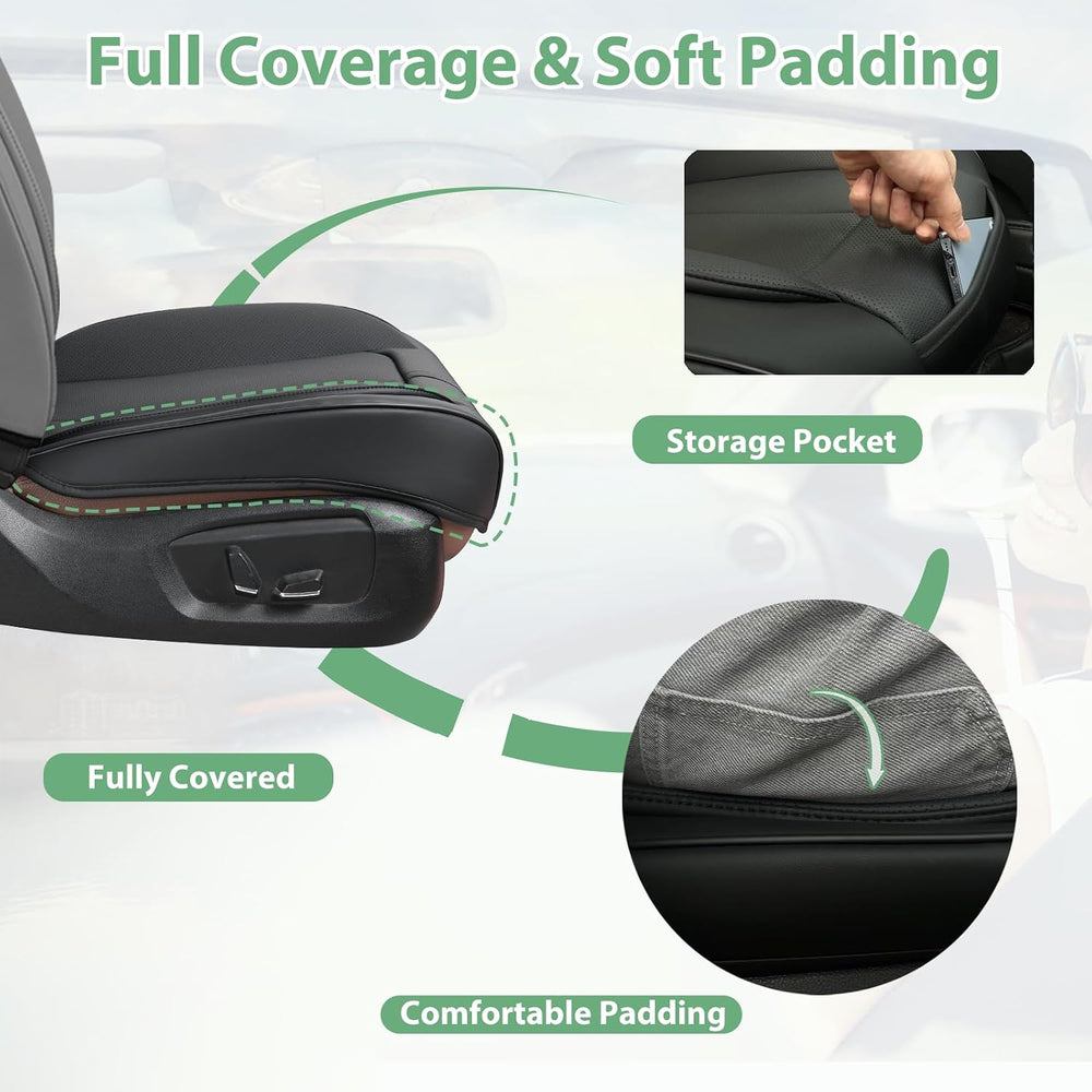 2 Pack Leather Front Car Seat Cover Bottom Only Universal Black