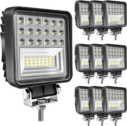 LED Pod Lights 4.5IN 126W Tractor Work Lights Spot&Flood Combo Beam Off Road Driving Lights for Pickup SUV ATV UTV 4WD Boat,10PACK