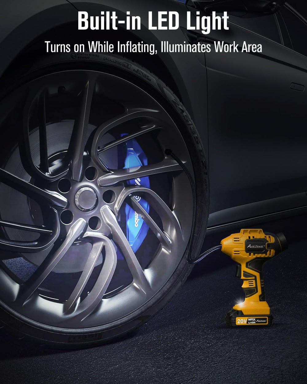 AVID POWER Cordless Tire Inflator Portable Air Compressor 20V Auto Shut-Off