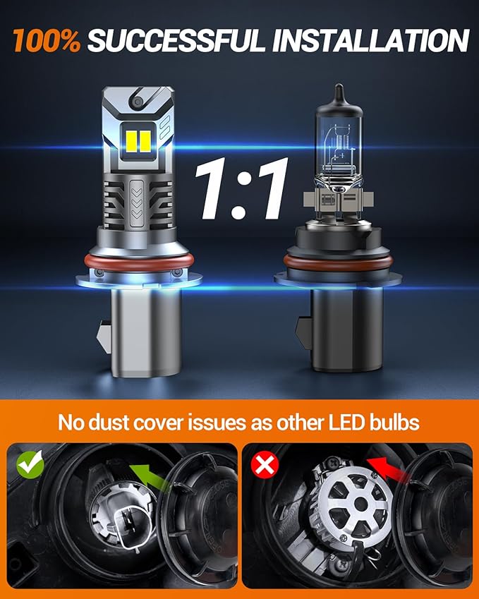 SEALIGHT 9007 Bulbs, 50000 LM HB5 Fog Light Bulbs, 1:1 Design, 6500KCool Whit...