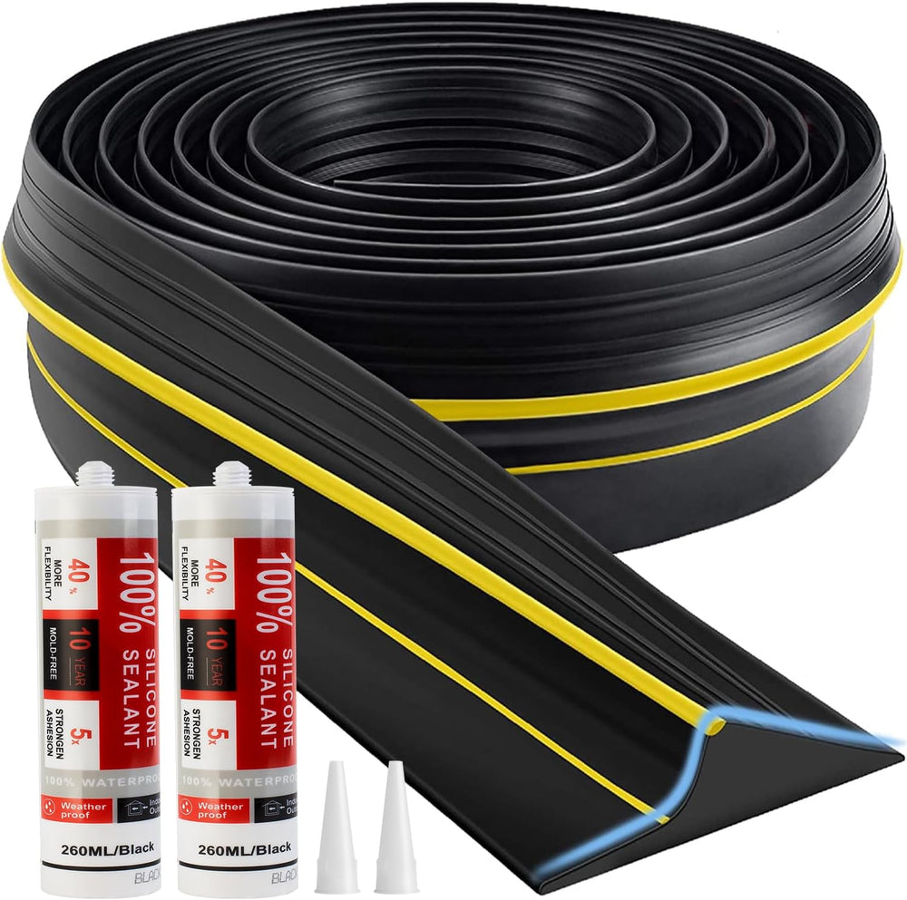 Jin&Bao Universal Garage Door Threshold Seal 20FT Rubber Strip & 2 Ad...