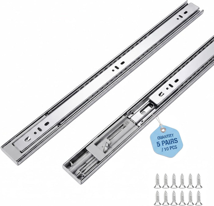 22 Inch Soft Close Drawer Slides, 5 Pairs