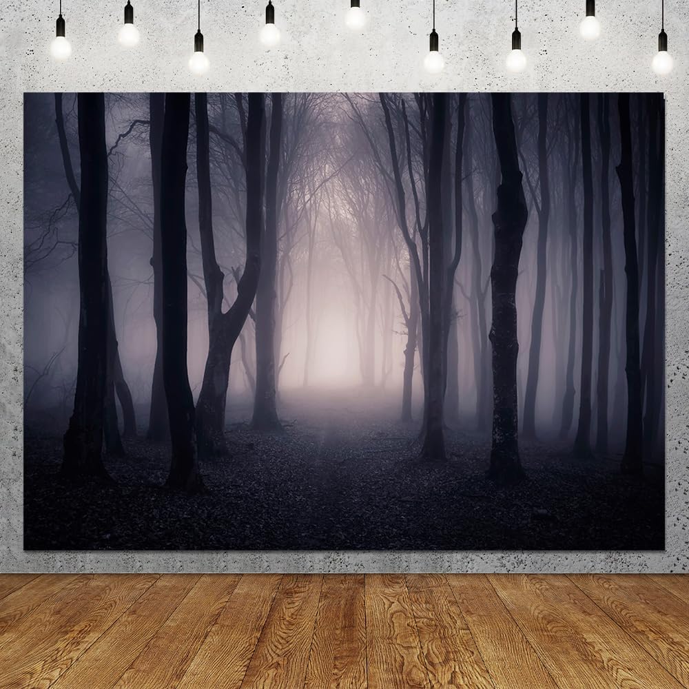 10x8 FT Spooky Forest Backdrop Scary Halloween Themed Party Photo Backdrop Da...