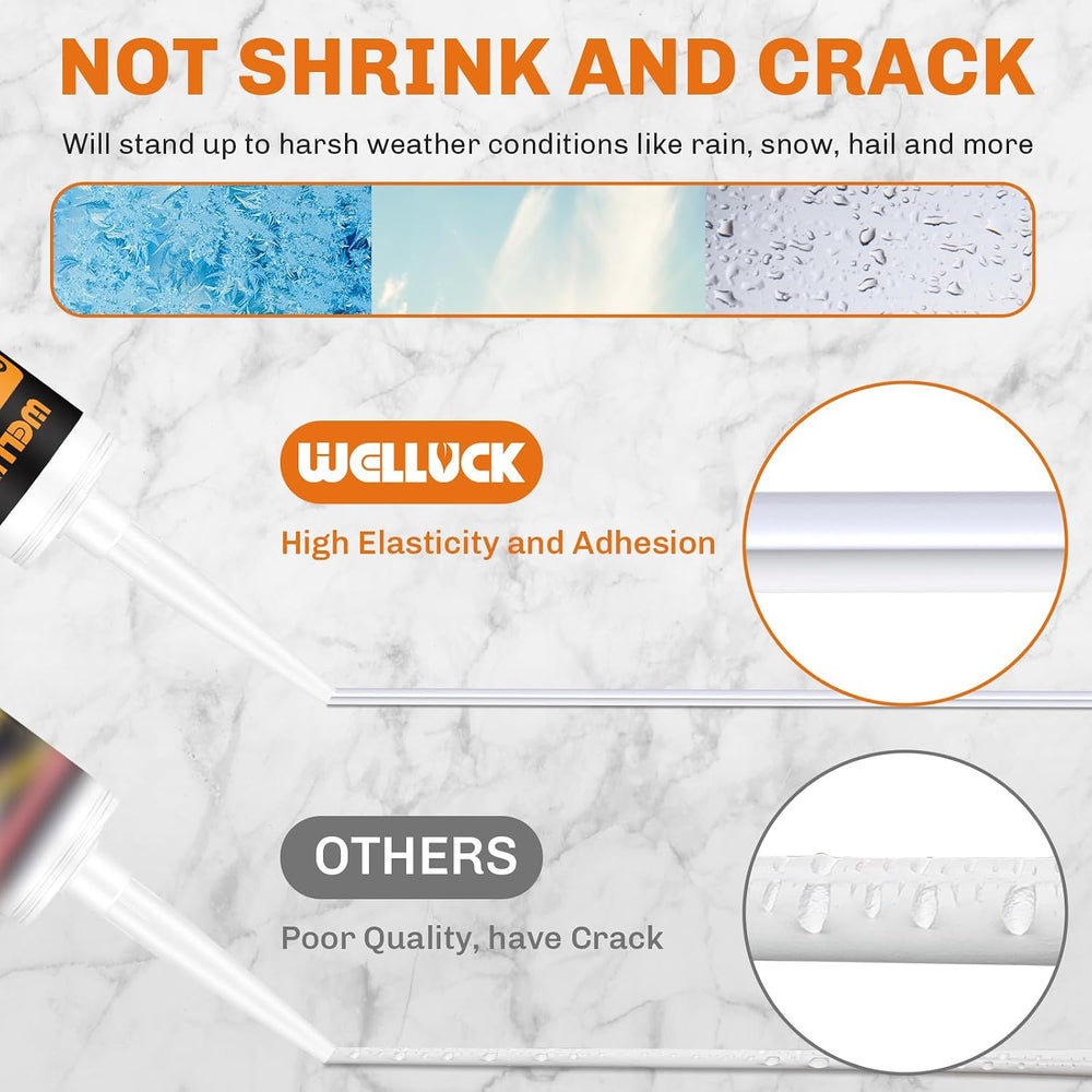 WELLUCK Clear Silicone Caulk, 100% Waterproof Silicone Sealant Adhesive Caulk...