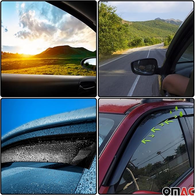 OMAC Window Visor Vent Rain Guard Deflector (4 Pcs)