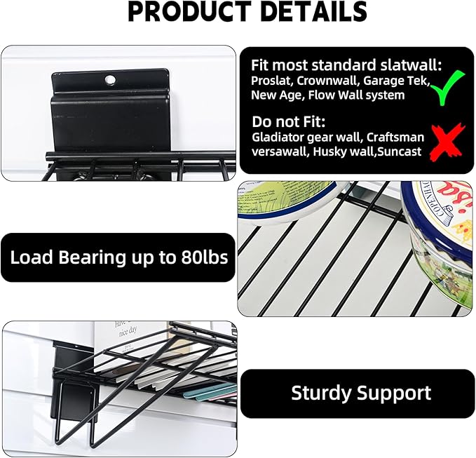 Slatwall Shelves, Slat Wall Accessories, Slat Wall Wire Shelf, Heavy Duty (4 ...