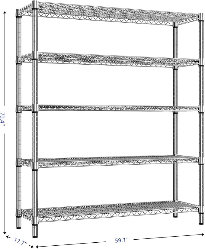 2200 Lbs 5 Tier Storage Rack Metal Wire Shelving Unit, Storage Standing Shelf