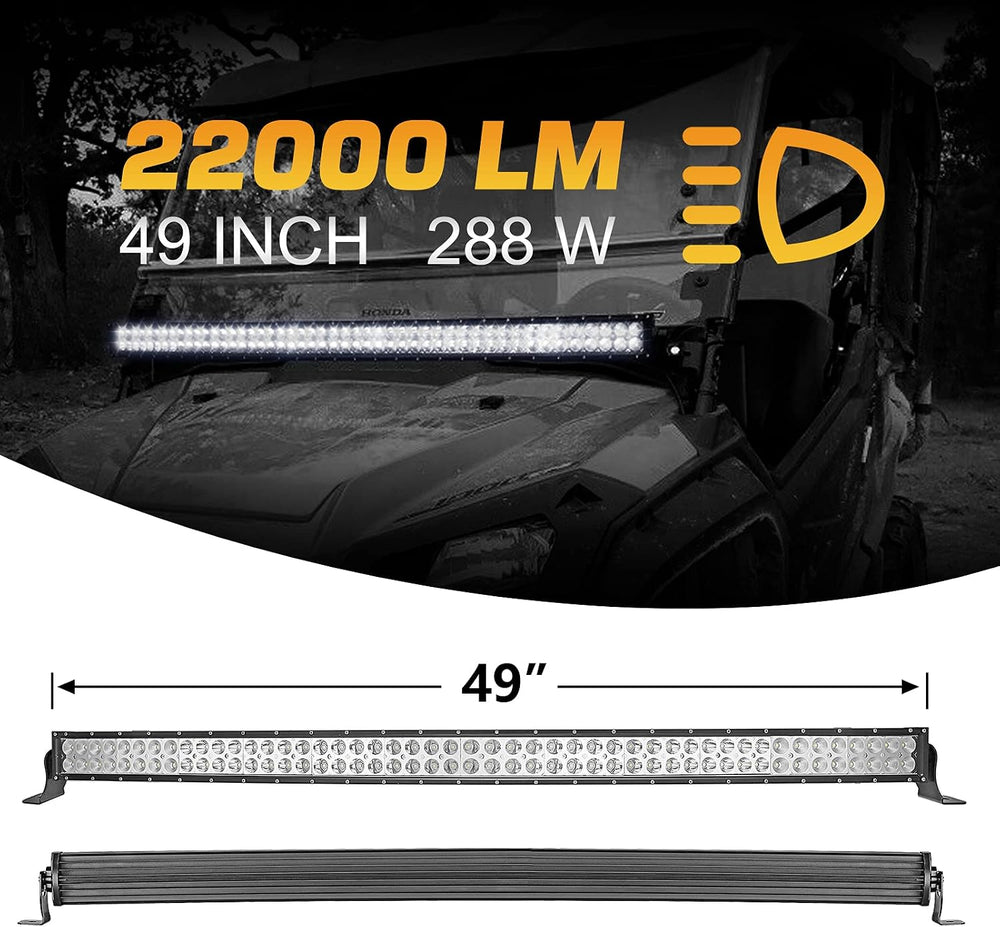 Wsays 50" 288W Light Bar Kit Fit for Polaris Ranger 1000 900 570 Fullsize