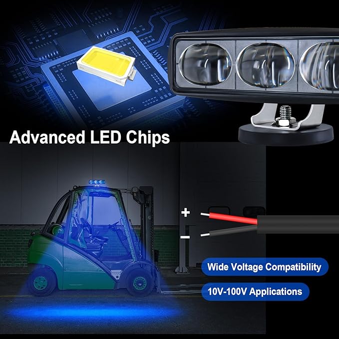 2Pcs Forklift Safety Light Blue, 30W Straight Line Forklift and AGV Safety