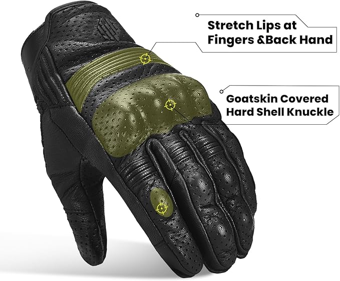 ILM Goatskin Leather Motorcycle Motorbike Powersports Racing Gloves Touchscreen