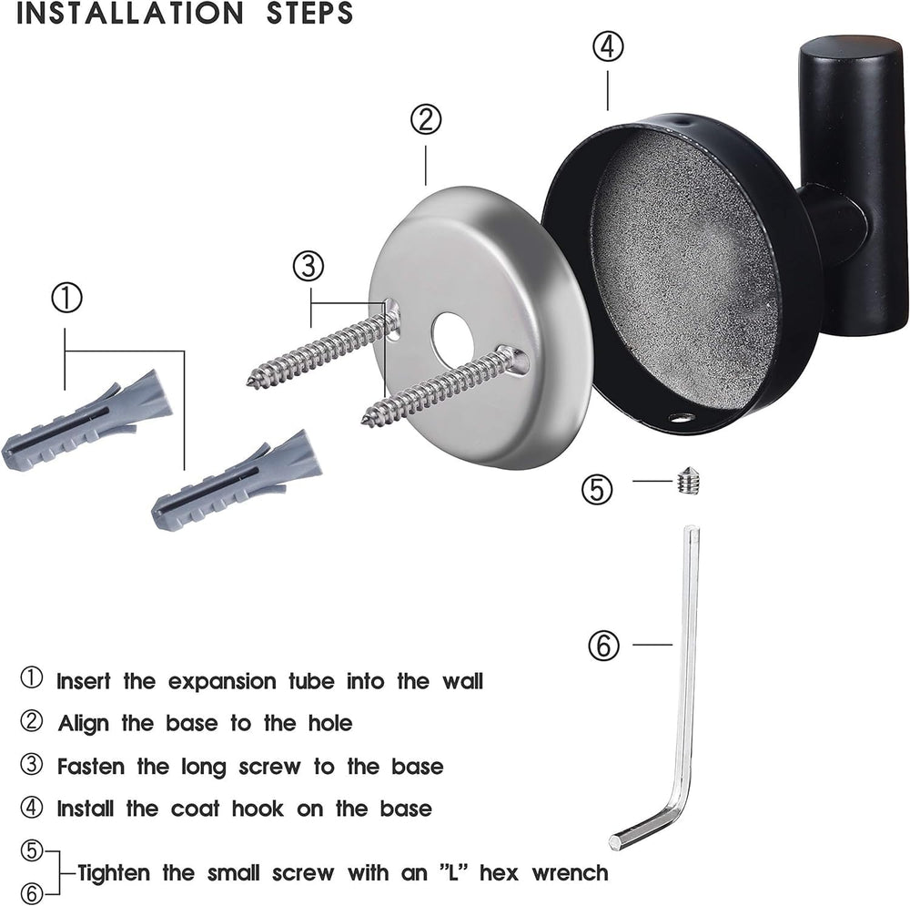 Bathroom Robe Towel Hooks Coat Matte Black Wall Hook Stainless Steel Heavy Du...