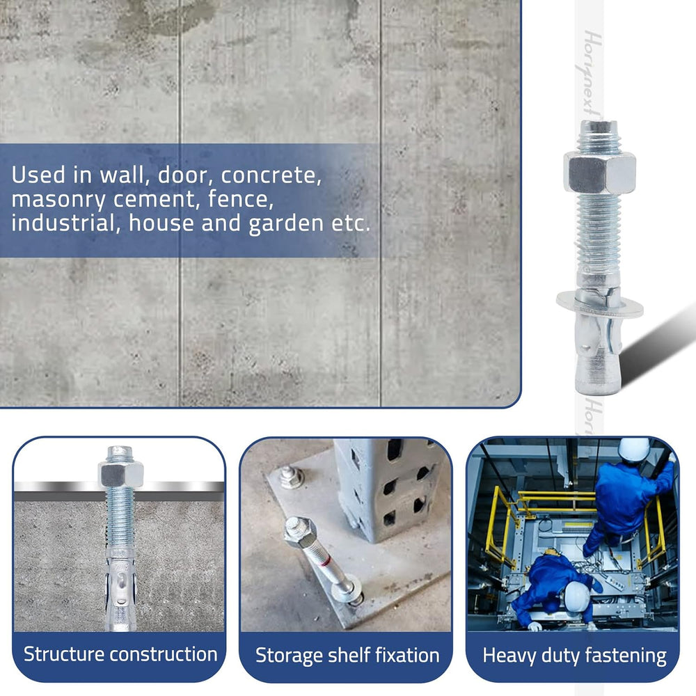 3/4 Concrete Anchors, 3/4 Wedge Anchors Bolts, 4-1/2" L, 10 Pcs