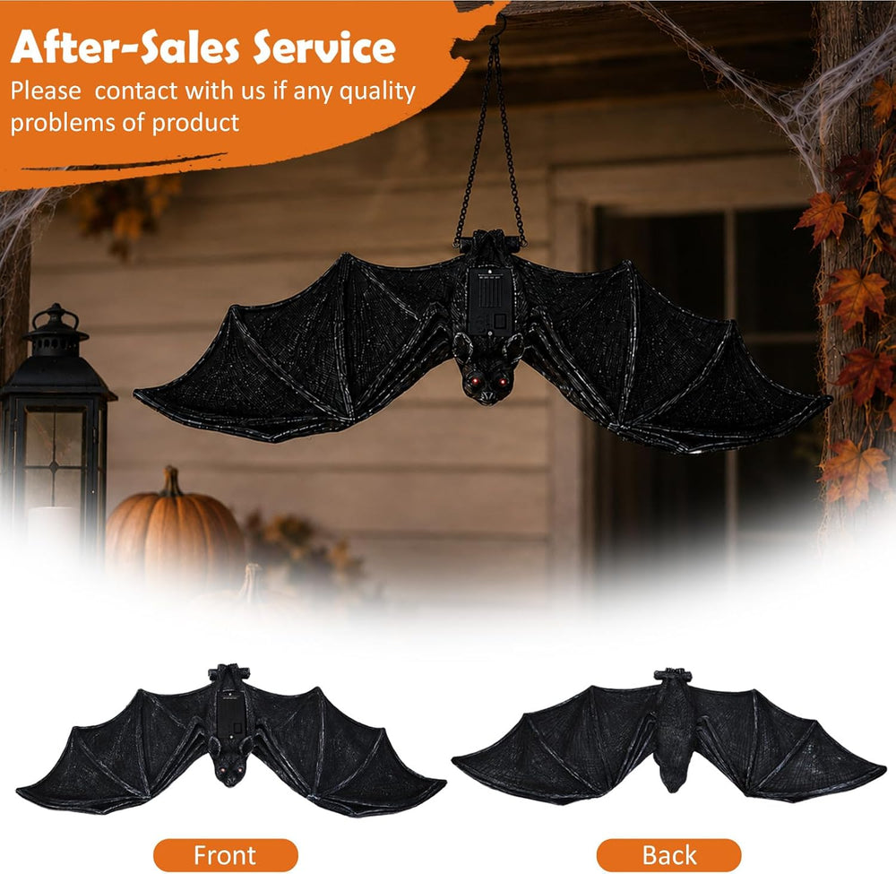 Goodeco Solar Hanging Bat - 19.7'' Large Outdoor Halloween Decor