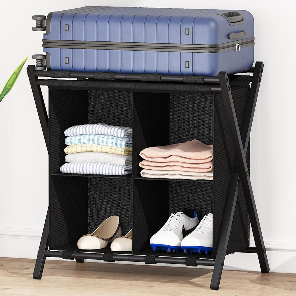 aboxoo Luggage Rack with storage, Guest Room Folding Suitcase Stands, Holds u...