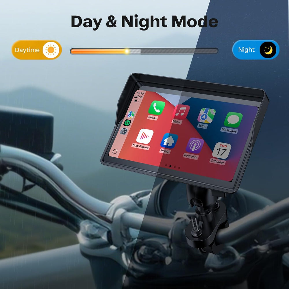 WonVon 5 Inch Motorcycle Carplay GPS Navigation System with Apple Carplay and...