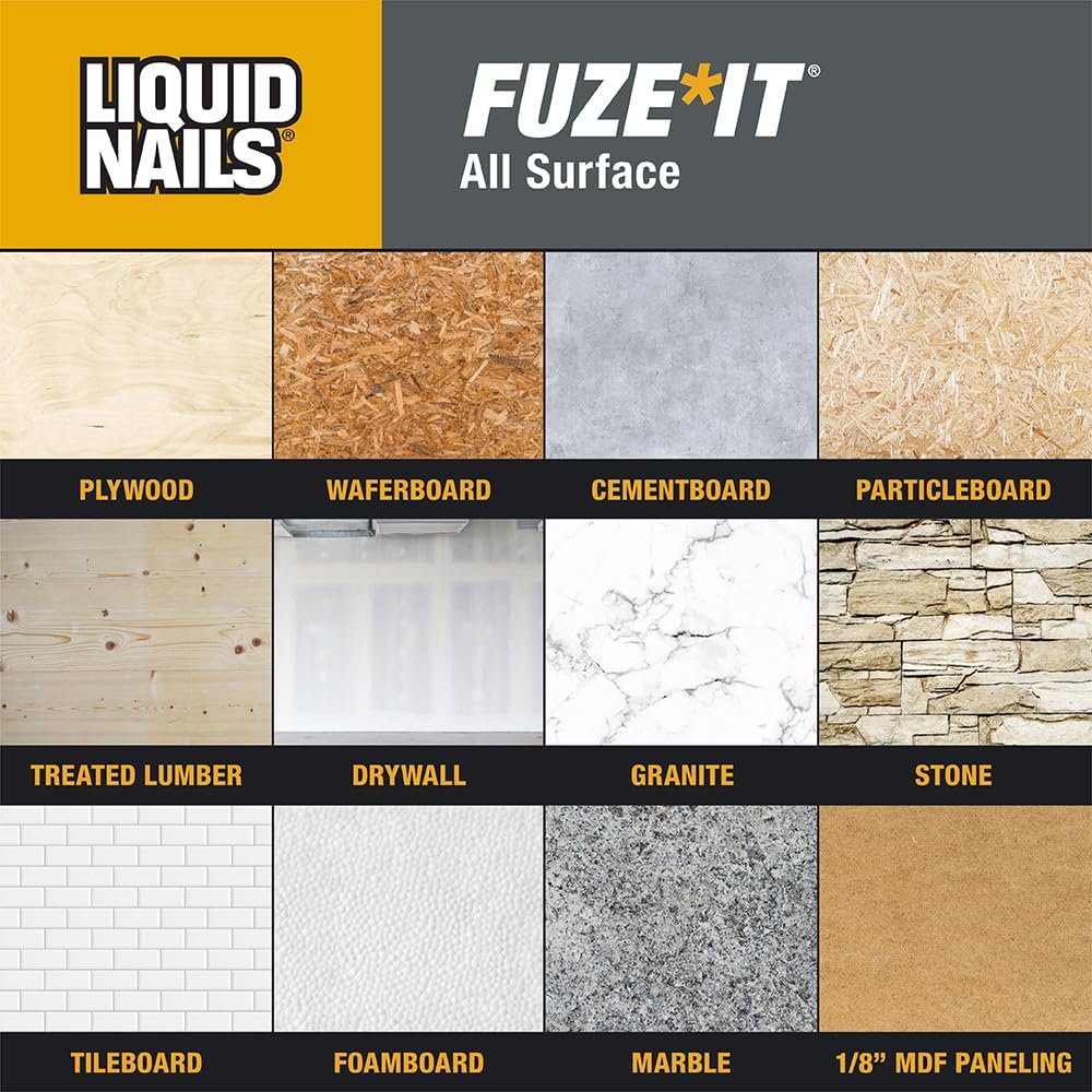 Liquid Nails 56198673380 LN-2000 FuzeIt All Surface Construction Adhesive (9-...