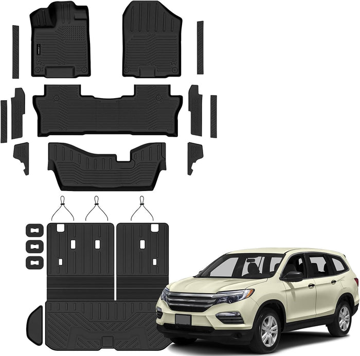 AUXKO Floor Mats Cargo Mat Backrest Mat for Honda Pilot 8 Seat 2016-2022