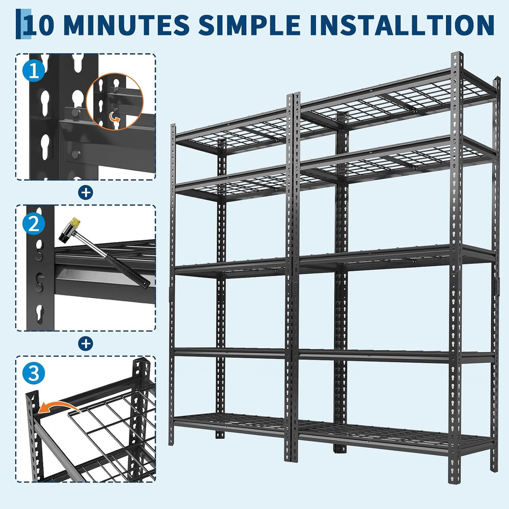 Garage Shelving 2000 LBS Storage Shelves Adjustable Metal Shelving Unit Heavy...