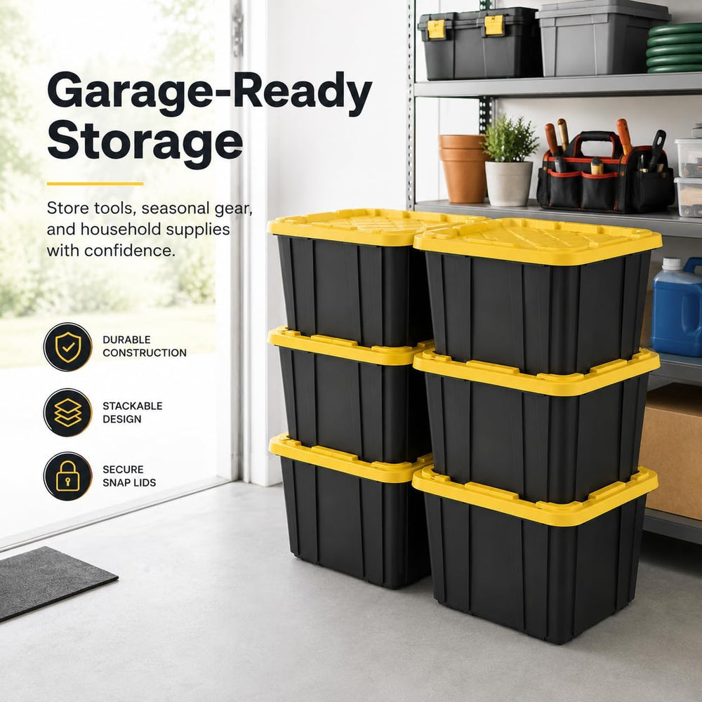 27 Gallon Storage Bins with Lids, 6 Pack Large Plastic Storage Totes