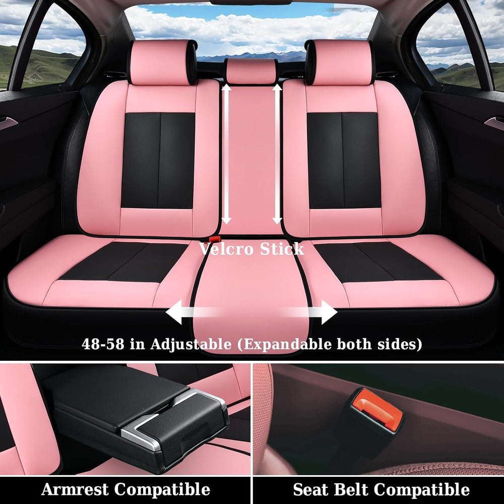 Coverado Car Seat Covers Full Set, Waterproof Nappa Leather Seat Covers for C...