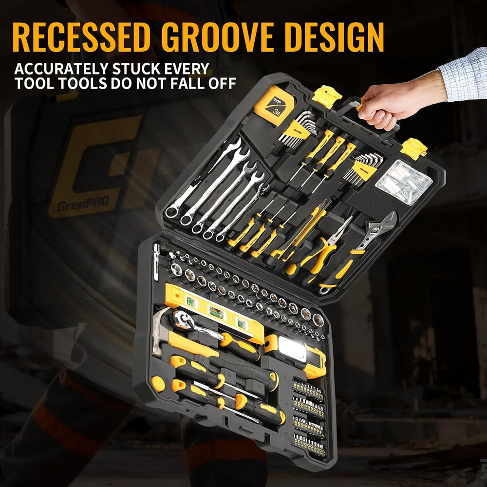 GRENPRO 219PCS Basic Home Auto Mechanic Hand Tool Kit With Storage Tool Box