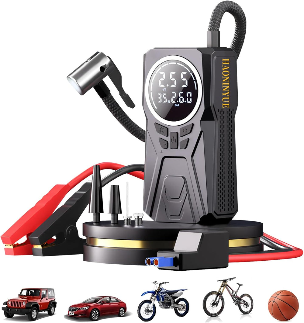 Car Jump Starter with Air Compressor, 3000A Car Emergency Starting Power Supply