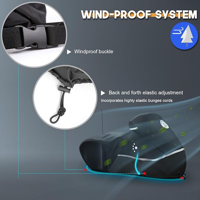 Motorcycle Cover 420D Heavy Duty All Season Universal Weather Waterproof