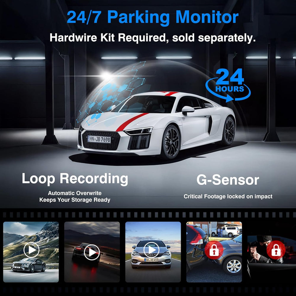 360° View 4 Channel Mirror Dash Cam Detached Side Camera for Cars