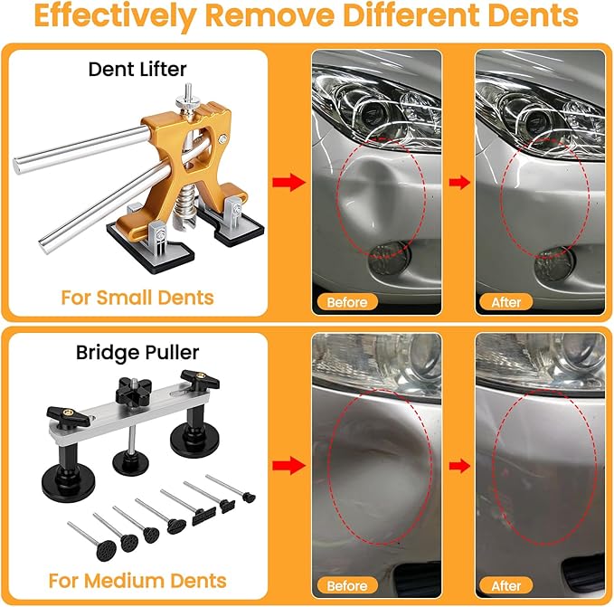 134PCS Dent Puller, Paintless Dent Removal Kit – All-in-One Car Dent Puller Kit