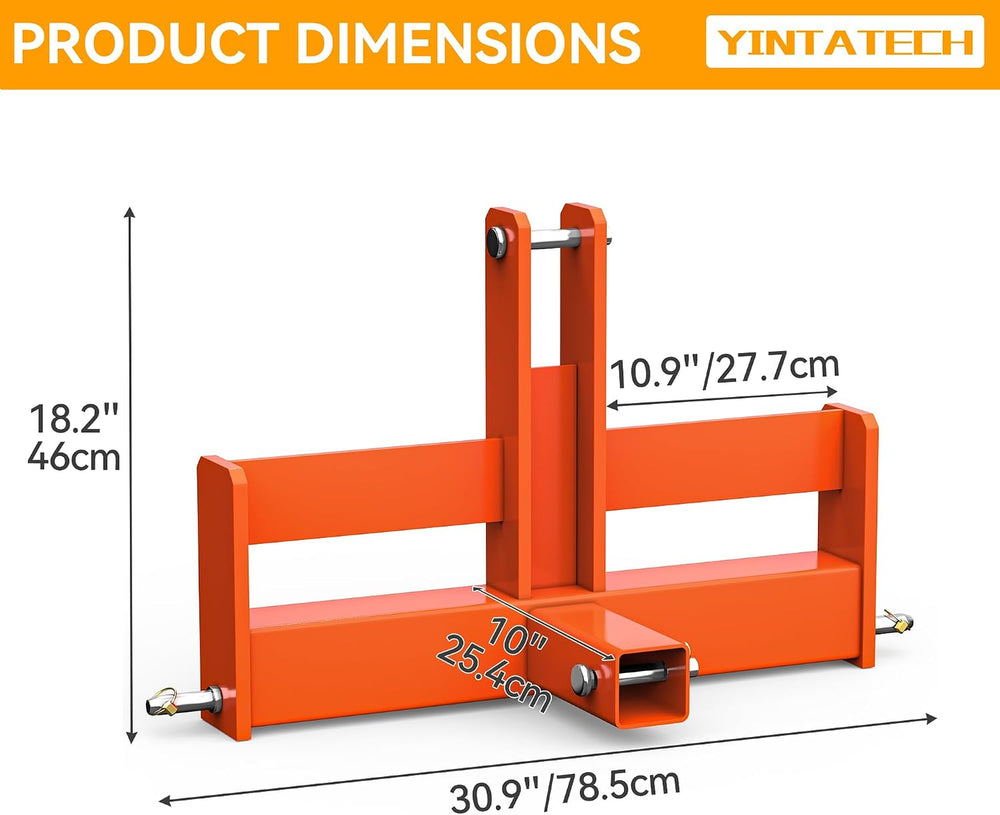 YINTATECH 3 Point Hitch Receiver with Suitcase Weight Brackets Category 1