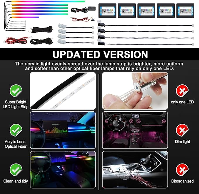 Dreamcolor Acrylic Interior Car LED Strip Light