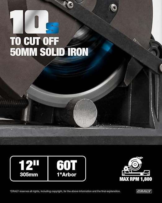 CRALY 12 Inch 60 Teeth Steel and Ferrous Metal Cutting Circular Saw Blade