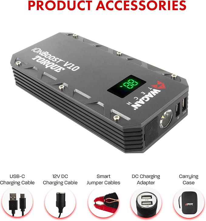 Wagan EL7507 Jump Starter iOnBoost V10 Torque 1000Amp Peak 12V Portable Lithium