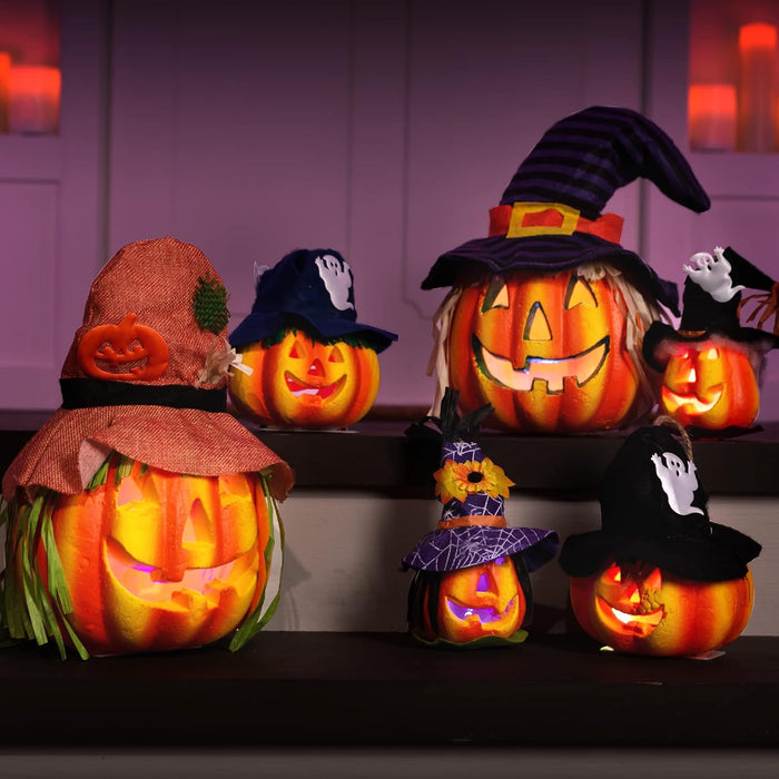 JOYIN 6 Pcs Light Up Pumpkins Halloween Decorations Outdoor Indoor Jack O Lanterns Decor LED Foam Home Large Trick Or Treat Bucket
