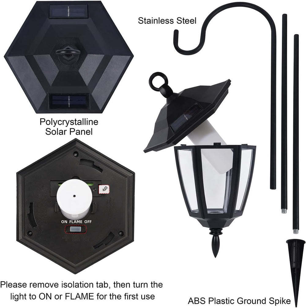 Dynaming 4 Pack Solar Halloween Flame Hanging Lights Outdoor, Flickering Flam...
